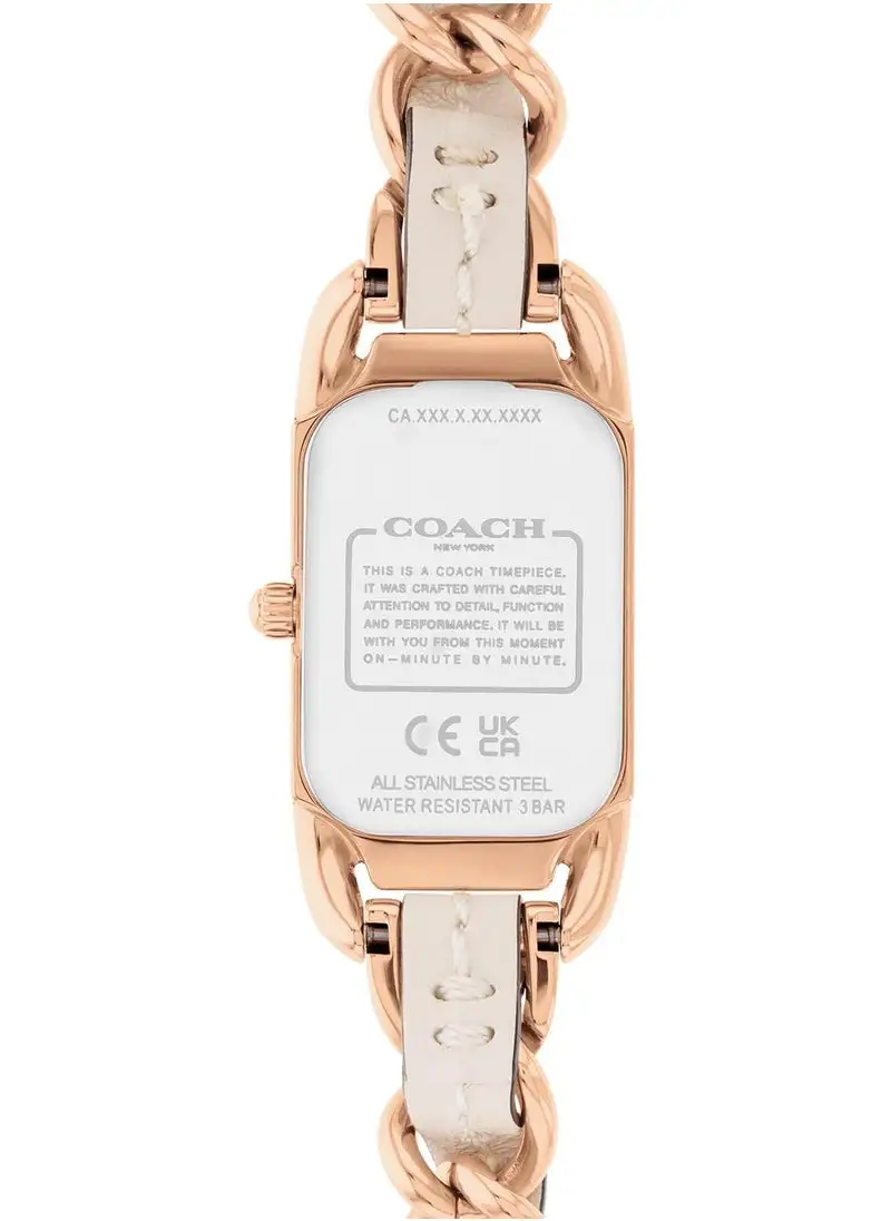 Coach Rectangle Analog Silver White Case Watch - الصورة 2